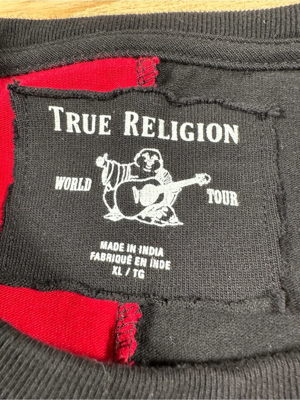 True Religion Men's Red & Black Split Crest 2020 Long Sleeve Shirt (Size XL)